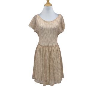 Weston Wear Dress Womens XS Extra Small Beige White Frothed Dot Anthropologie